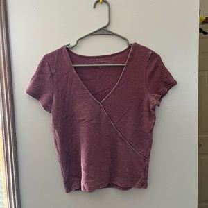 crop faux wrap shirt